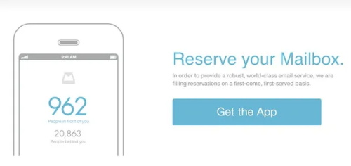 Email service waiting list app promotion page