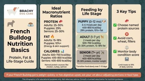 French Bulldog dog nutrition guide infographic