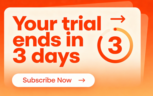 Subscription popup reminding free trial expires in 3 days