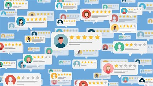 Cluster of user rating bubbles